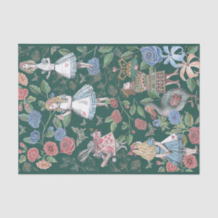 Alice In Wonderland Collage Decoupage Green Tissue Paper