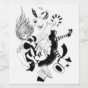 Alice in Wonderland. cool graphic illustration Wine Label