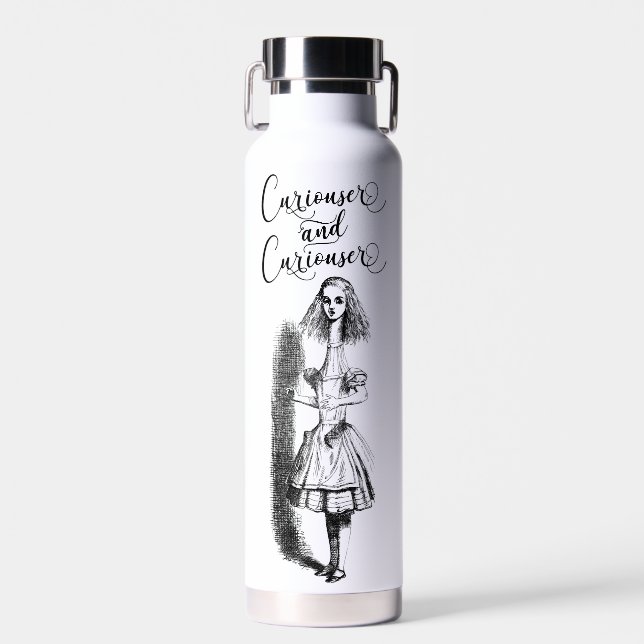 Alice in Wonderland Curiouser and Curiouser  Water Bottle (Front)