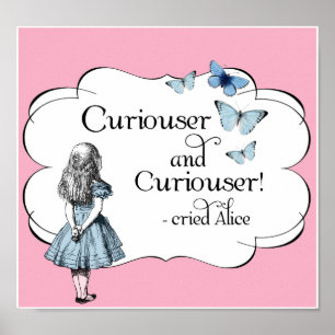 Alice in Wonderland Curiouser Pink Poster or Print