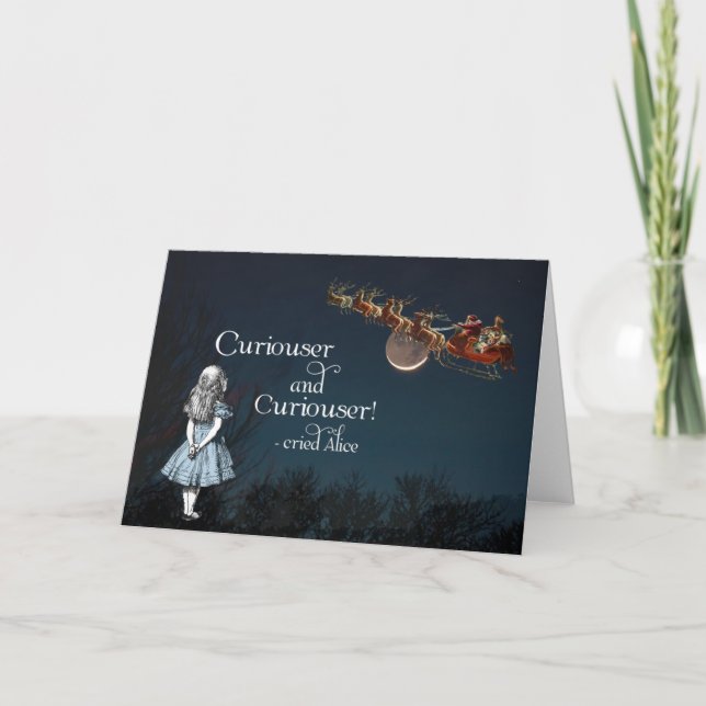 Alice in Wonderland Curiouser Santa Christmas Card (Front)