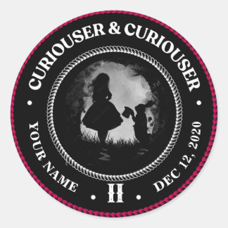 Alice in Wonderland, Curiouser, Sobriety Medallion Classic Round Sticker