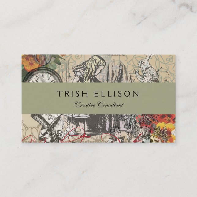 Alice in Wonderland Curtain Classic Art Business Card (Front)