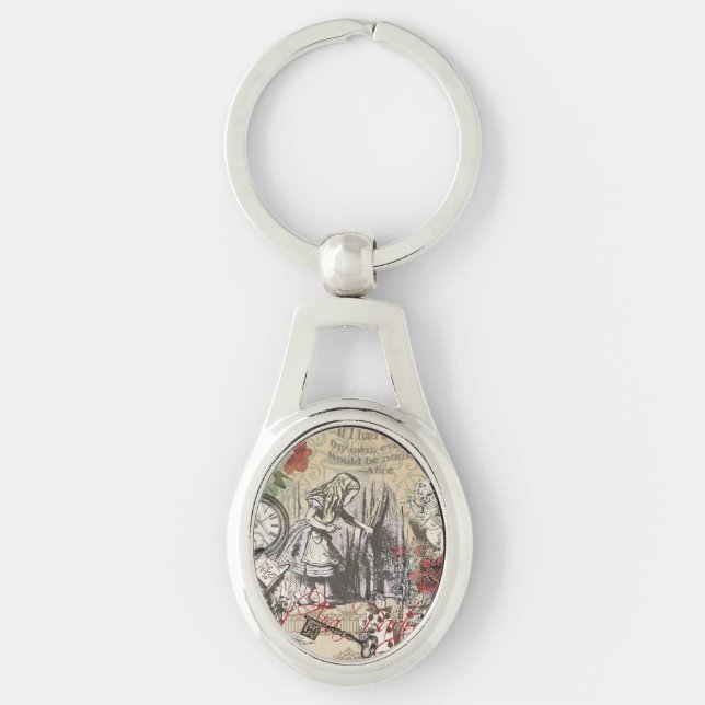 Alice in Wonderland Curtain Classic Art Key Ring (Front)