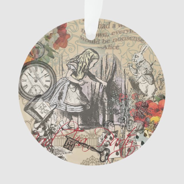 Alice in Wonderland Curtain Classic Art Ornament (Front)