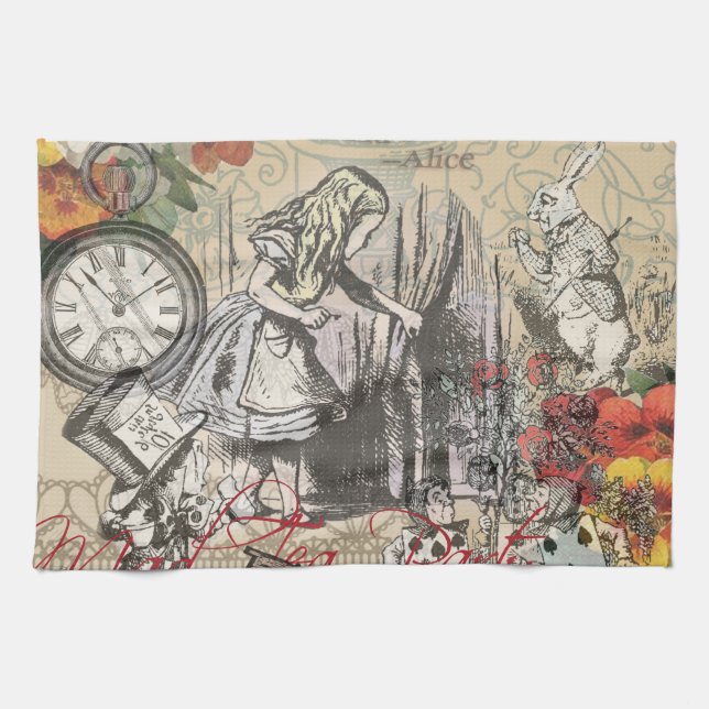 Alice in Wonderland Curtain Classic Art Tea Towel (Horizontal)
