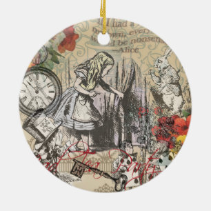Alice in Wonderland Curtain Nonsense Ceramic Tree Decoration