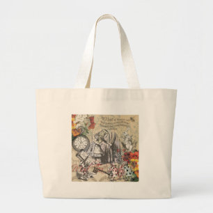 Alice in Wonderland Curtain Nonsense Large Tote Bag