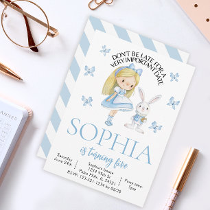 Alice in Wonderland cute birthday invitation