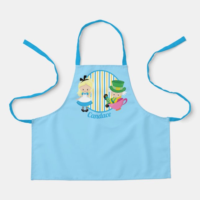 Alice in Wonderland Cute Custom Blue Kids Apron (Front)
