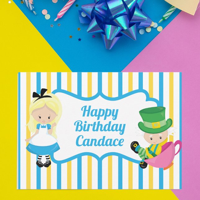 Alice in Wonderland Cute Custom Kids Birthday Card (Creator Uploaded)