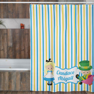 Alice in Wonderland Cute Custom Little Girls Shower Curtain