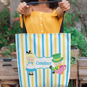 Alice in Wonderland Cute Kids Personalised Book Tote Bag