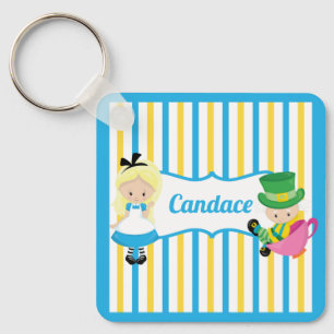 Alice in Wonderland Cute Personalized Kids Book Key Ring