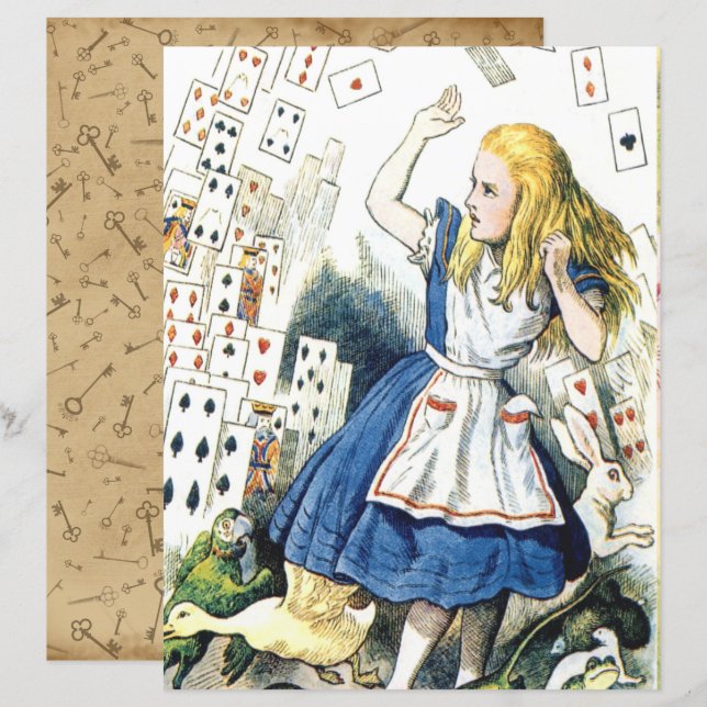 Alice in Wonderland Deck of Cards, Scrapbook Paper (Front/Back)