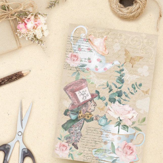Alice In Wonderland Decoupage Mad Hatter Tissue Paper (Creator Uploaded)