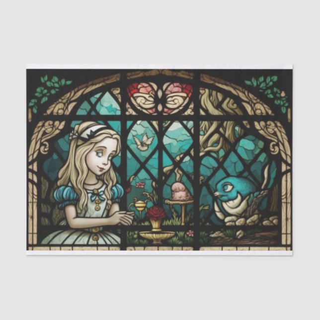 Alice in Wonderland decoupage stained glass Tissue Paper (Front)