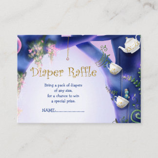 Alice in Wonderland, diaper raffle, baby shower Enclosure Card