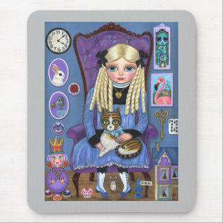 Alice in Wonderland & Dinah Cat Cute Fairy Tale Mouse Mat