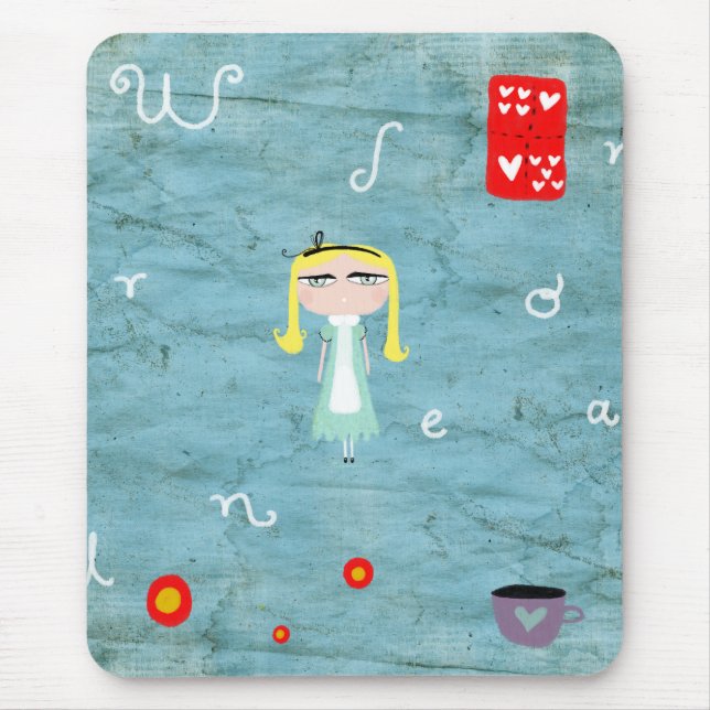 Alice in Wonderland distressed tea cup mousepad (Front)