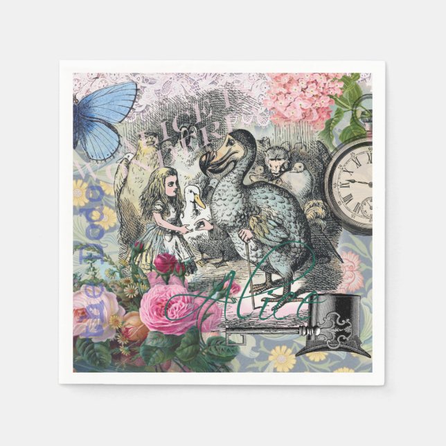 Alice in Wonderland Dodo Classic Tenniel Art Napkin (Front)