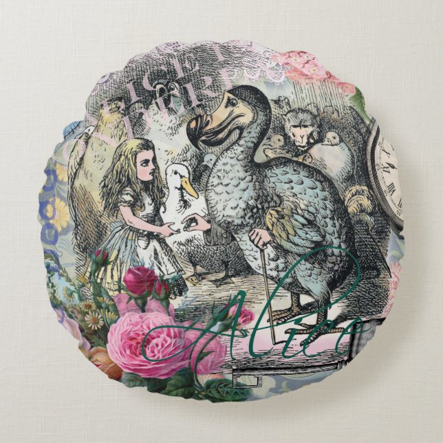 Alice in Wonderland Dodo Classic Tenniel Art Round Cushion (Front)