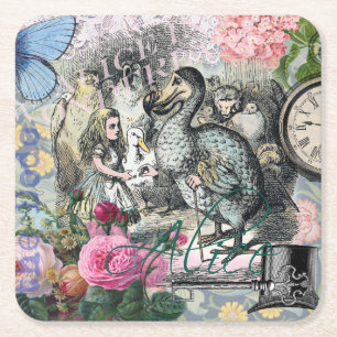 Alice in Wonderland Dodo Classic Tenniel Art Square Paper Coaster