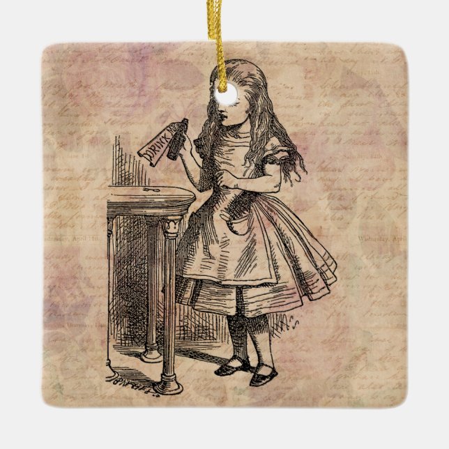 Alice in Wonderland Drink Me Bottle Ceramic Ornament (Front)