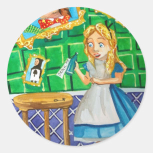 Alice in wonderland, drink me. Mad hatter Classic Round Sticker