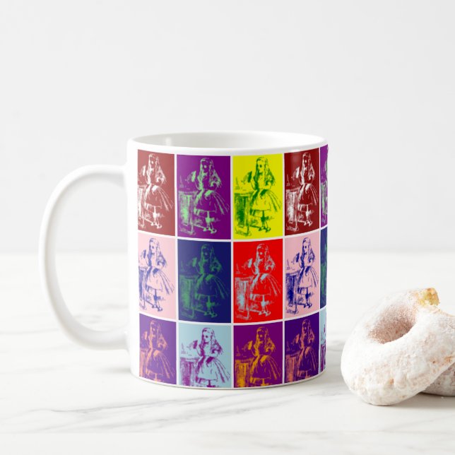 Alice in Wonderland Drink Me Pop Art  Coffee Mug (With Donut)