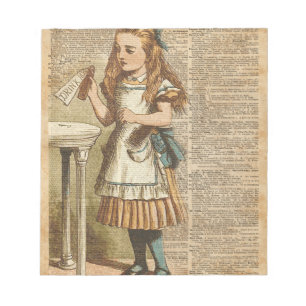 Alice In Wonderland Drink Me Vintage Book Page Art Notepad