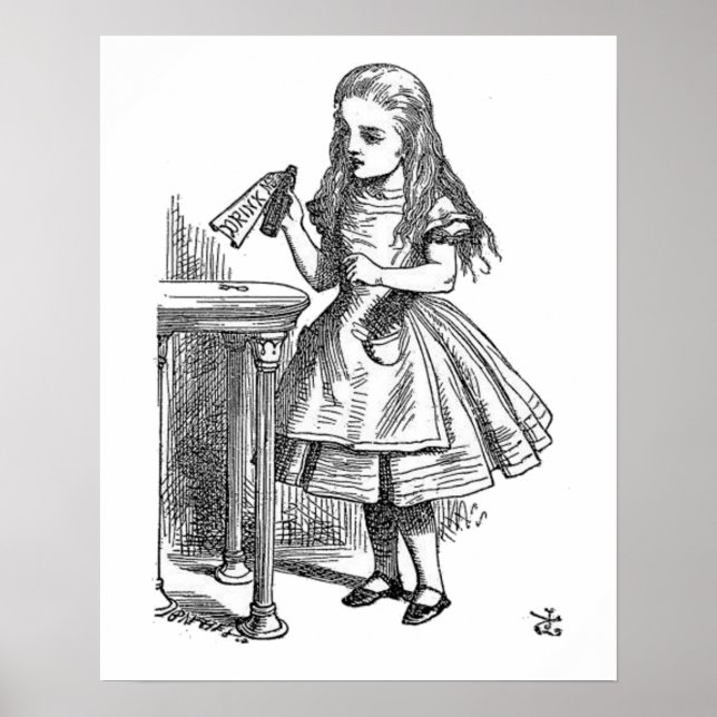 Alice in Wonderland Drink Me vintage goth print (Front)