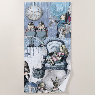 Alice in Wonderland Elegant Blue Ice Beach Towel