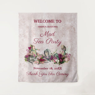 Alice in Wonderland Elegant Tea Party Welcome Tapestry