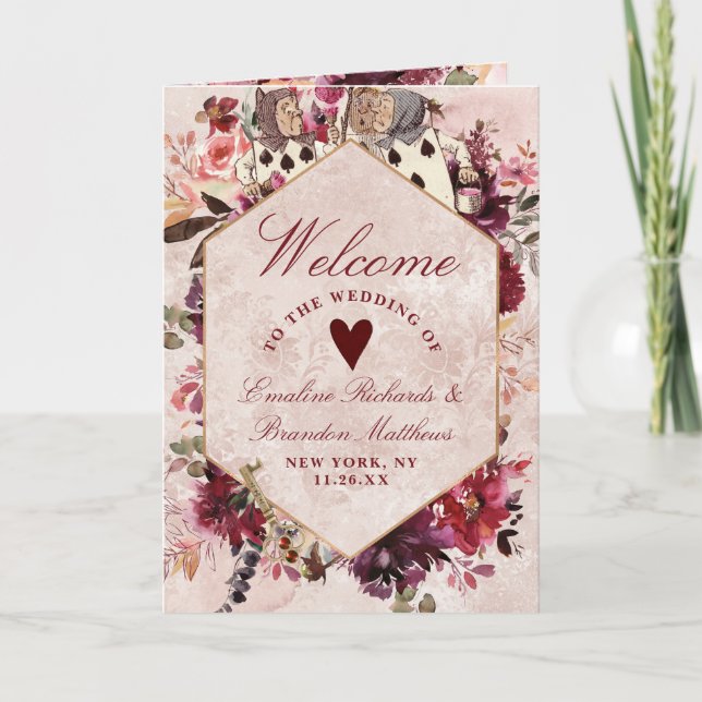 Alice in Wonderland Elegant Wedding Ceremony Programme (Front)