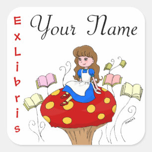 Alice in Wonderland Ex Libris book label