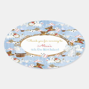 Alice in Wonderland Favour Gift Thank You Oval Sticker
