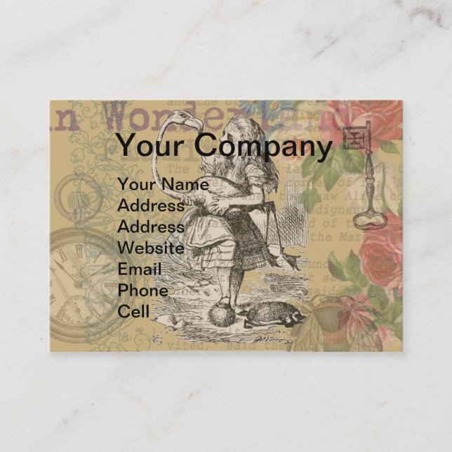 Alice in Wonderland Flamingo Classic Business Card (Front)