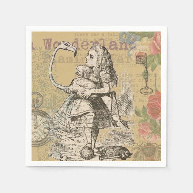 Alice in Wonderland Flamingo Classic Napkin (Front)