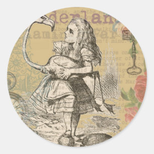 Alice in Wonderland Flamingo Classic Round Sticker