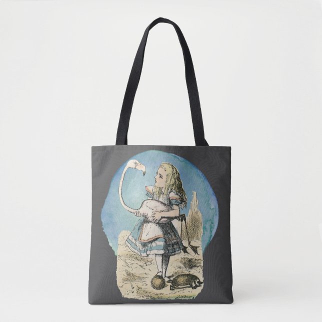 Alice in Wonderland Flamingo Croquet Tote Bag (Front)