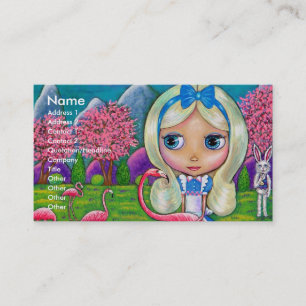 Alice in Wonderland & Flamingos Business Card