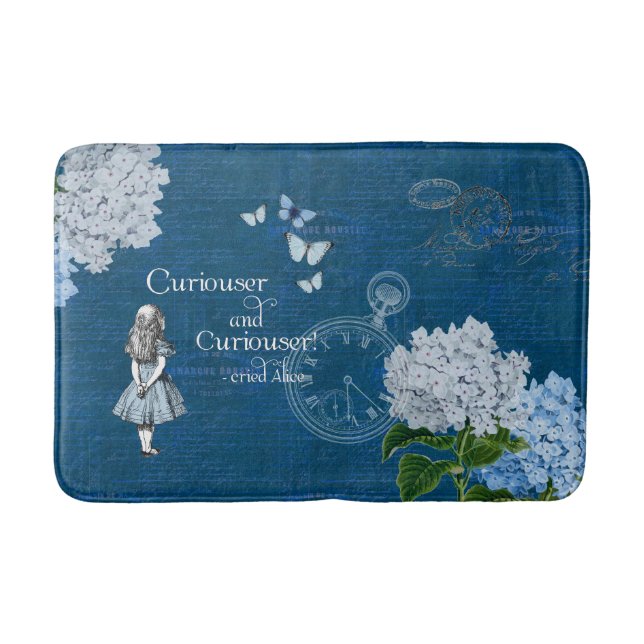 Alice in Wonderland Floral Blue Bathmat (Front)