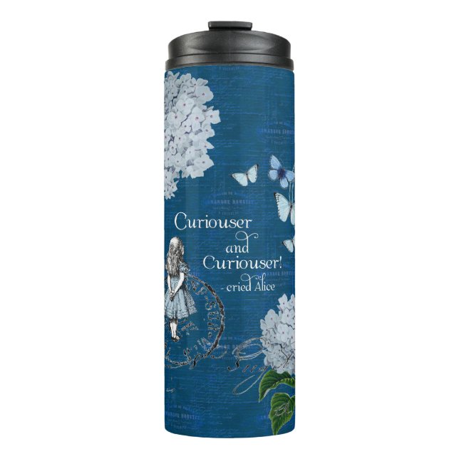 Alice in Wonderland Floral Blue Thermal Tumbler (Front)