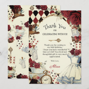 Alice in Wonderland Floral Bridal Shower Tea Party Thank You Card