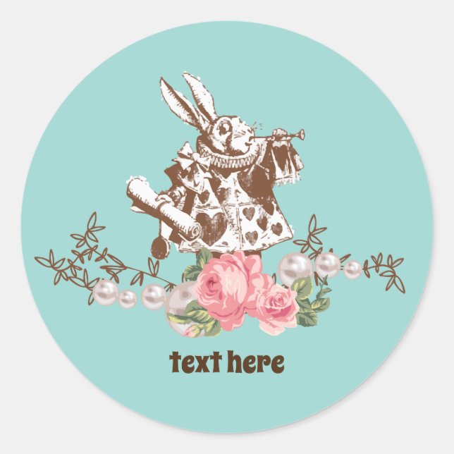 alice in wonderland floral Classic Round Sticker (Front)