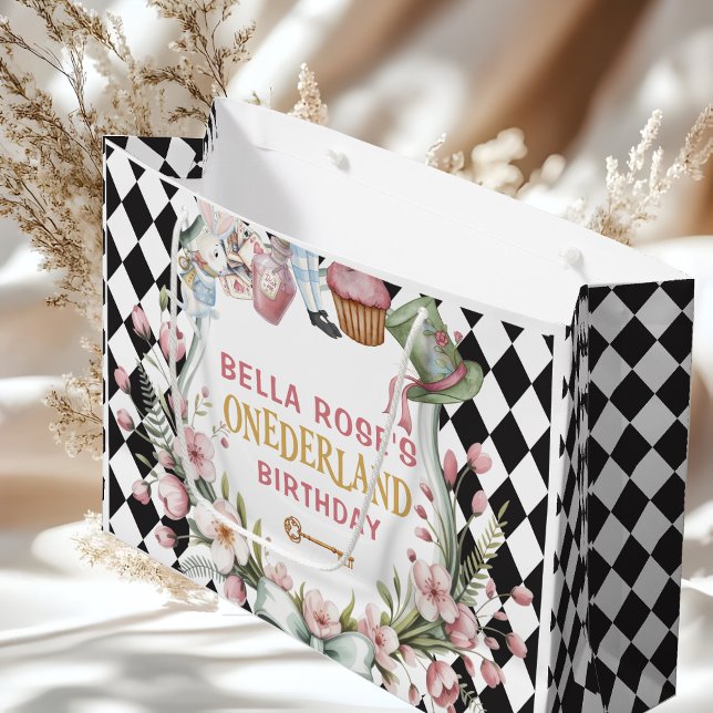 Alice in Wonderland Flower Frame  1st birthday Large Gift Bag (Creator Uploaded)