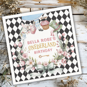Alice in Wonderland Flower Frame 1st birthday Napkin