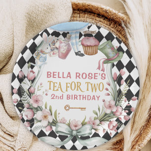 Alice in Wonderland Flower Frame  2nd birthday Paper Plate