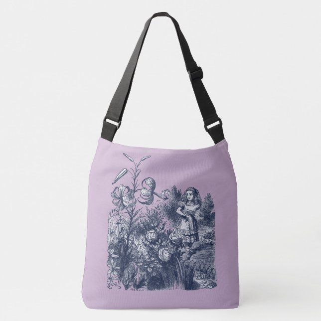 Alice in Wonderland & Flowers Crossbody Bag (Front)